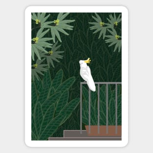 Cockatoo on the back railing Sticker